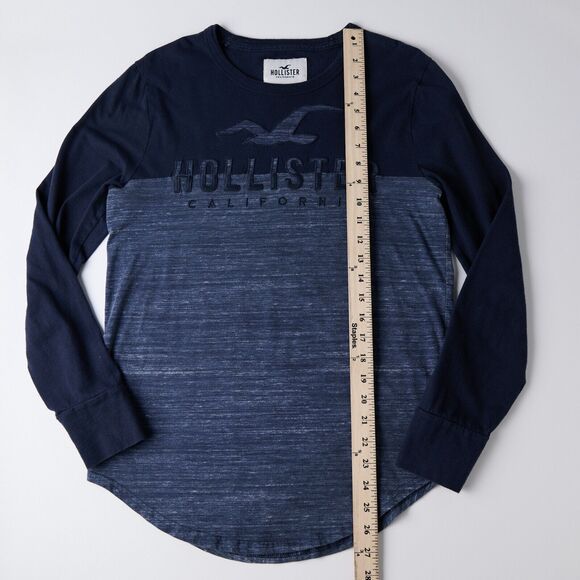 Hollister Men’s XS Long Sleeve Shirt Navy 100 Cottons 2010 Mall-Core Preppy Surf - Picture 4 of 9